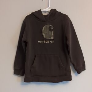 Carhartt Brown Sweatshirt Hoodie with Camo Logo TS6294-B - Youth Size 7